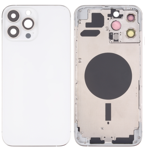 [X4249背面パネル｜バッテリーカバー｜バックカバー] iPhone 13 Pro Max バックガラス（フレーム一体型）  白｜取り外し品