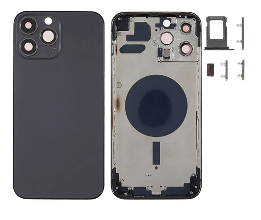 [X4250背面パネル｜バッテリーカバー｜バックカバー] （取り寄せ品）iPhone 13 Pro Max バックガラス（フレーム一体型）  黒｜取り外し品