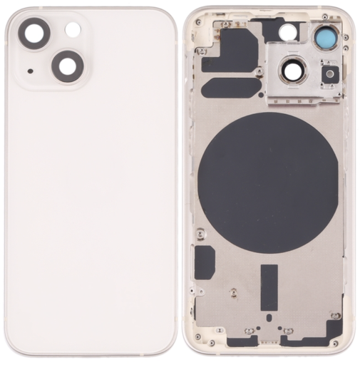 [ X4251背面パネル｜バッテリーカバー｜バックカバー] （取り寄せ品 ）iPhone 13mini バックガラス（フレーム一体型）  白｜取り外し品