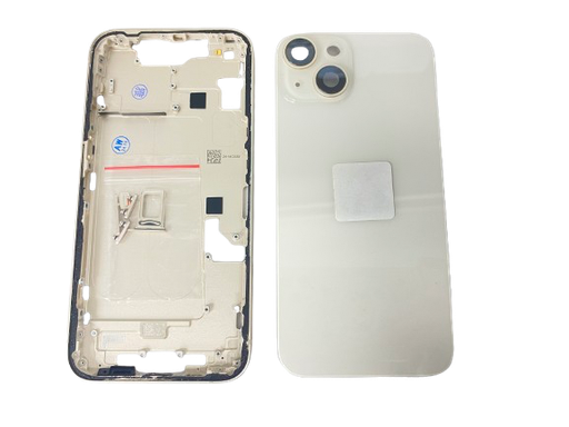 [ X4253背面パネル｜バッテリーカバー｜バックカバー] （取り寄せ品 ）iPhone 14 ミドルフレーム+バックガラス  白｜取り外し品