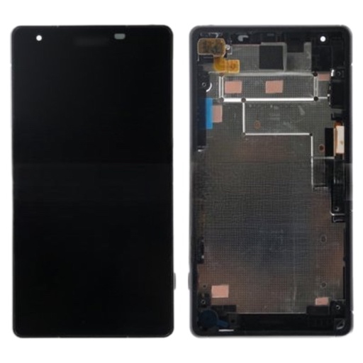 [X2986液晶｜LCD] （取り寄せ品）Xperia ZL2 フロントパネル （ベゼル有） 黒｜純正組立品