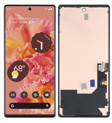 [X4793 液晶｜LCD] （取り寄せ品 ）Google Pixel 6 フロントパネル 黒 （フレーム付き） ｜OLED再生品