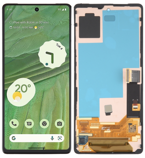 [ X4796 液晶｜LCD] （取り寄せ品 ）Google Pixel 7 フロントパネル 黒 （フレーム付き） ｜OLED再生品