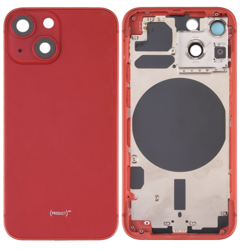 [X4853背面パネル｜バッテリーカバー｜バックカバー] iPhone 13mini バックガラス（フレーム一体型）  レッド｜取り外し品