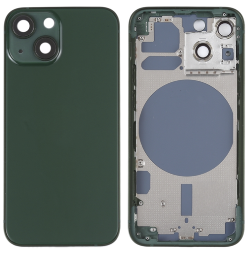 [X4850背面パネル｜バッテリーカバー｜バックカバー] （取り寄せ品 ）iPhone 13mini バックガラス（フレーム一体型）  グリーン｜取り外し品