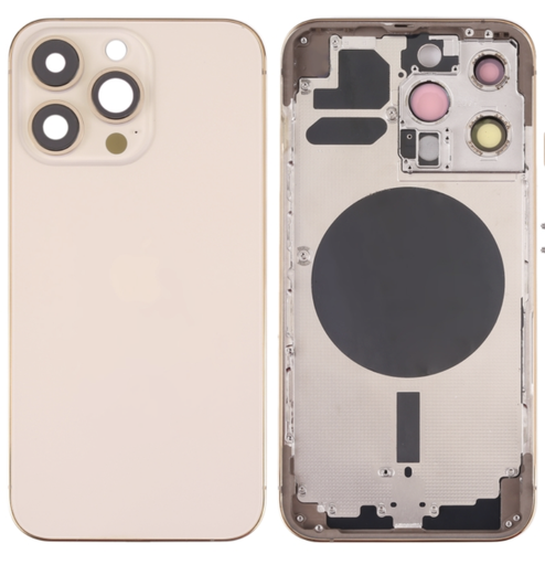 [ X4856背面パネル｜バッテリーカバー｜バックカバー] （取り寄せ品）iPhone 13 Pro バックガラス（フレーム一体型）  ゴールド｜取り外し品