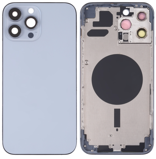 [X4860背面パネル｜バッテリーカバー｜バックカバー] （取り寄せ品 ）iPhone 13 Pro Max バックガラス（フレーム一体型）  シエラブルー｜取り外し品