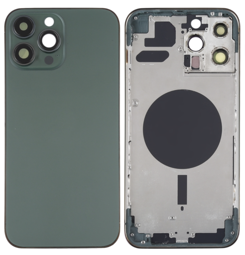 [X4859背面パネル｜バッテリーカバー｜バックカバー] iPhone 13 Pro Max バックガラス（フレーム一体型）  アルパイグリーン｜取り外し品