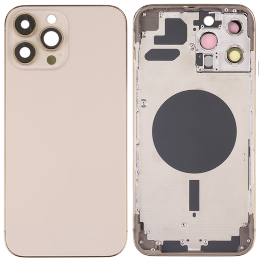 [X4857背面パネル｜バッテリーカバー｜バックカバー] （取り寄せ品）iPhone 13 Pro Max バックガラス（フレーム一体型）  ゴールド｜取り外し品