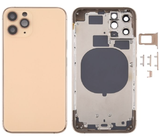 [X5347背面パネル｜バッテリーカバー｜バックカバー] （取り寄せ品 ） iPhone 11 Pro バックガラス（フレーム一体型） 金｜取り外し品