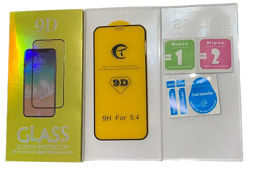 [X5378保護フィルム] iPhone 13mini  9Dガラスフィルム（パッケージ＋クリーニングキット付） 黒