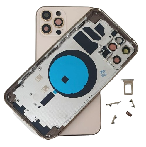 [X5421背面パネル｜バッテリーカバー｜バックカバー] （取り寄せ品 ）iPhone 12Pro バックガラス（フレーム一体型）  金｜取り外し品
