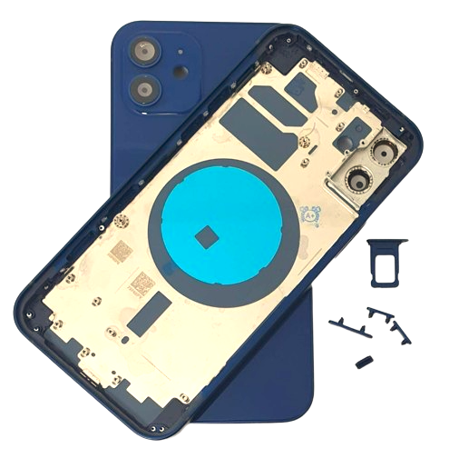 [X5424背面パネル｜バッテリーカバー｜バックカバー] （取り寄せ品）iPhone 12 バックガラス（フレーム一体型）  ブルー｜取り外し品