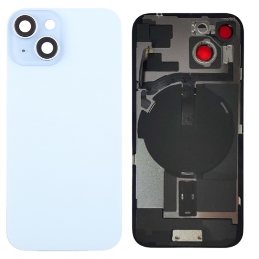 [X5501背面パネル｜バッテリーカバー｜バックカバー] （取り寄せ品）iPhone 15 Plus  バックガラス 互換品（レンズ＆MagSafe付き）青