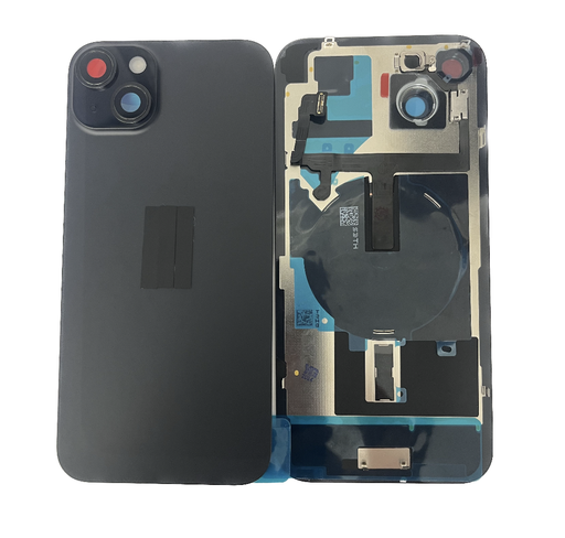 [X5502背面パネル｜バッテリーカバー｜バックカバー] iPhone 15 Plus  バックガラス 互換品（レンズ＆MagSafe付き）黒
