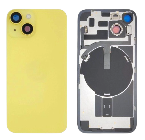 [X5504 背面パネル｜バッテリーカバー｜バックカバー] （取り寄せ品 ）iPhone 14  バックガラス 互換品（レンズ＆MagSafe付き） イエロー