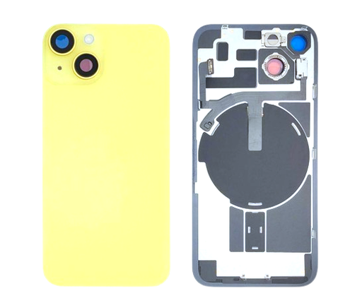[X5506 背面パネル｜バッテリーカバー｜バックカバー] （取り寄せ品）iPhone 14Plus  バックガラス 互換品（レンズ＆MagSafe付き） イエロー