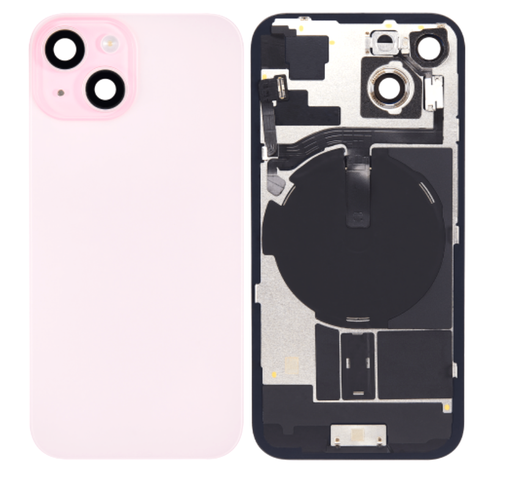 [X5507 背面パネル｜バッテリーカバー｜バックカバー] （取り寄せ品 ）iPhone 15  バックガラス 互換品（レンズ＆MagSafe付き） ピンク