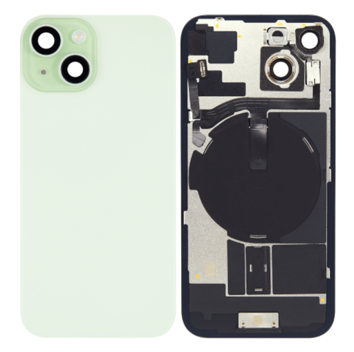 [X5509 背面パネル｜バッテリーカバー｜バックカバー] iPhone 15  バックガラス 互換品（レンズ＆MagSafe付き） 緑