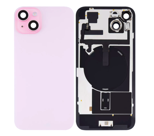 [X5510 背面パネル｜バッテリーカバー｜バックカバー] （取り寄せ品）iPhone 15 Plus  バックガラス 互換品（レンズ＆MagSafe付き） ピンク