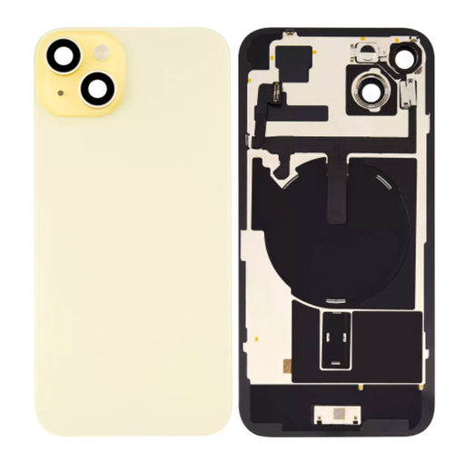 [X5511 背面パネル｜バッテリーカバー｜バックカバー] （取り寄せ品）iPhone 15 Plus  バックガラス 互換品（レンズ＆MagSafe付き） イエロー