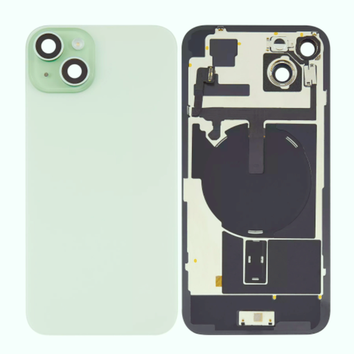 [X5512 背面パネル｜バッテリーカバー｜バックカバー] （取り寄せ品）iPhone 15 Plus  バックガラス 互換品（レンズ＆MagSafe付き） 緑