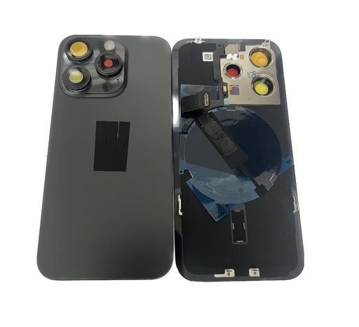 [X5514背面パネル/バッテリーカバー/バックカバー] iPhone 15Pro  バックガラス 互換品（レンズ＆MagSafe付き）黒