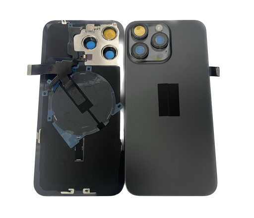 [X5552背面パネル｜バッテリーカバー｜バックカバー] iPhone 15ProMax バックガラス 互換品（レンズ＆MagSafe付き）黒