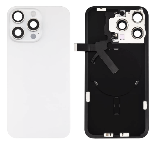 [X5848背面パネル｜バッテリーカバー｜バックカバー] iPhone 15ProMax バックガラス 互換品（レンズ＆MagSafe付き）白