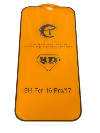 [X5932保護フィルム] iPhone 16Pro ガラスフィルム （9D） 黒