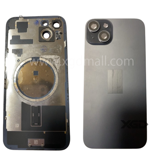 [X6023背面パネル｜バッテリーカバー｜バックカバー] （取り寄せ品 ）iPhone 15 Plus バックガラス 取り外し品 （レンズ付き）黒