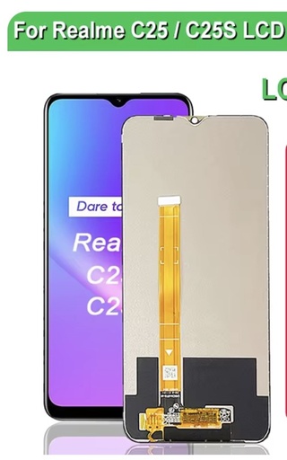 [X6056液晶｜LCD] Realme C25｜C25S フロントパネル 黒｜再生品