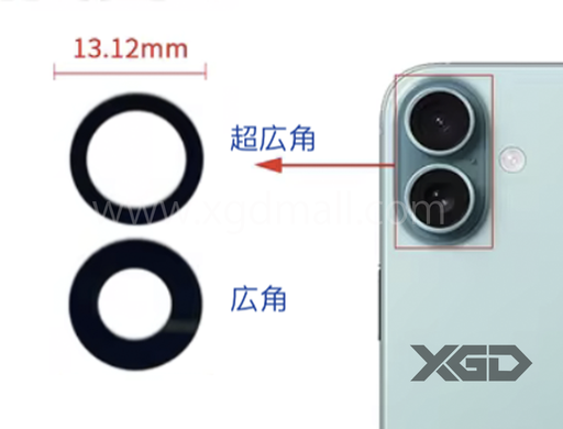 [X6116ｶﾒﾗﾚﾝｽﾞ] iPhone 16｜16 Plus カメラレンズ 広角 枠無し（5個セット）