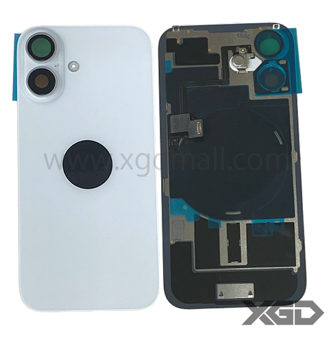 [X6160背面パネル｜バッテリーカバー｜バックカバー] iPhone 16  バックガラス 互換品（レンズ＆MagSafe付き）白