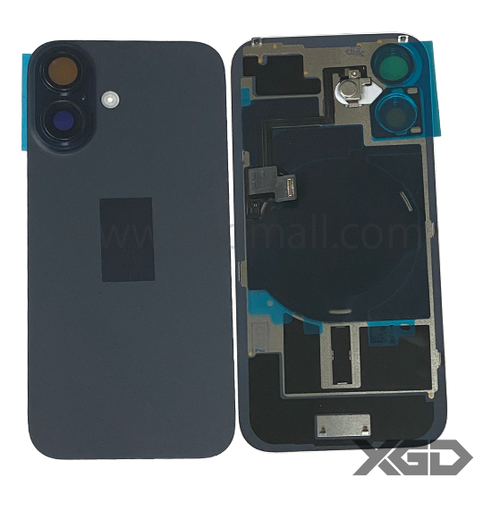 [X6190背面パネル｜バッテリーカバー｜バックカバー] iPhone 16  バックガラス 互換品（レンズ＆MagSafe付き）黒