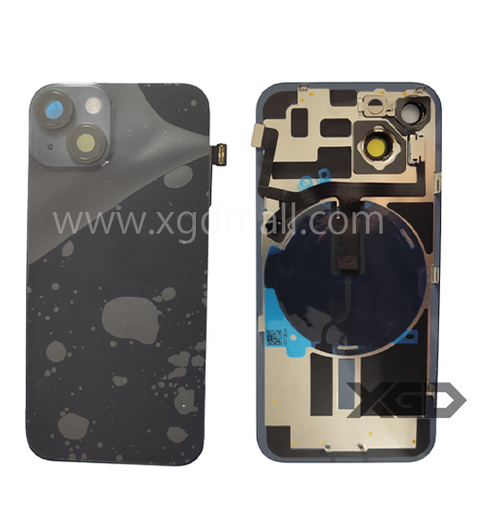 [X6220背面パネル｜バッテリーカバー｜バックカバー] iPhone 14 バックガラス 互換品 （レンズ＆MagSafe付き）黒 ロゴなし