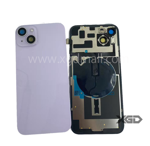 [X6223背面パネル｜バッテリーカバー｜バックカバー] iPhone 14Plus  バックガラス 互換品（レンズ＆MagSafe付き） パープル ロゴなし