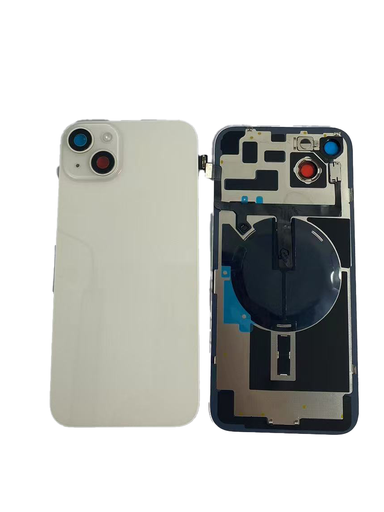[X6224背面パネル｜バッテリーカバー｜バックカバー] iPhone 14Plus  バックガラス 互換品（レンズ＆MagSafe付き） 白 ロゴなし
