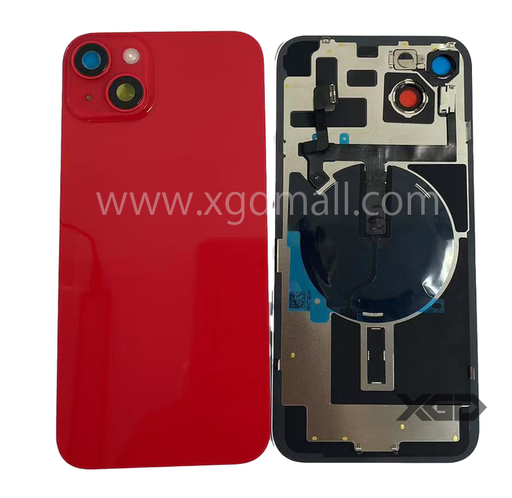 [X6228背面パネル｜バッテリーカバー｜バックカバー] iPhone 14Plus  バックガラス 互換品（レンズ＆MagSafe付き）赤 ロゴなし