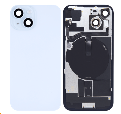 [X6229背面パネル｜バッテリーカバー｜バックカバー] iPhone 15  バックガラス 互換品（レンズ＆MagSafe付き）ブルー ロゴなし