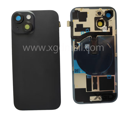 [X6230背面パネル｜バッテリーカバー｜バックカバー] iPhone 15  バックガラス 互換品（レンズ＆MagSafe付き）黒 ロゴなし