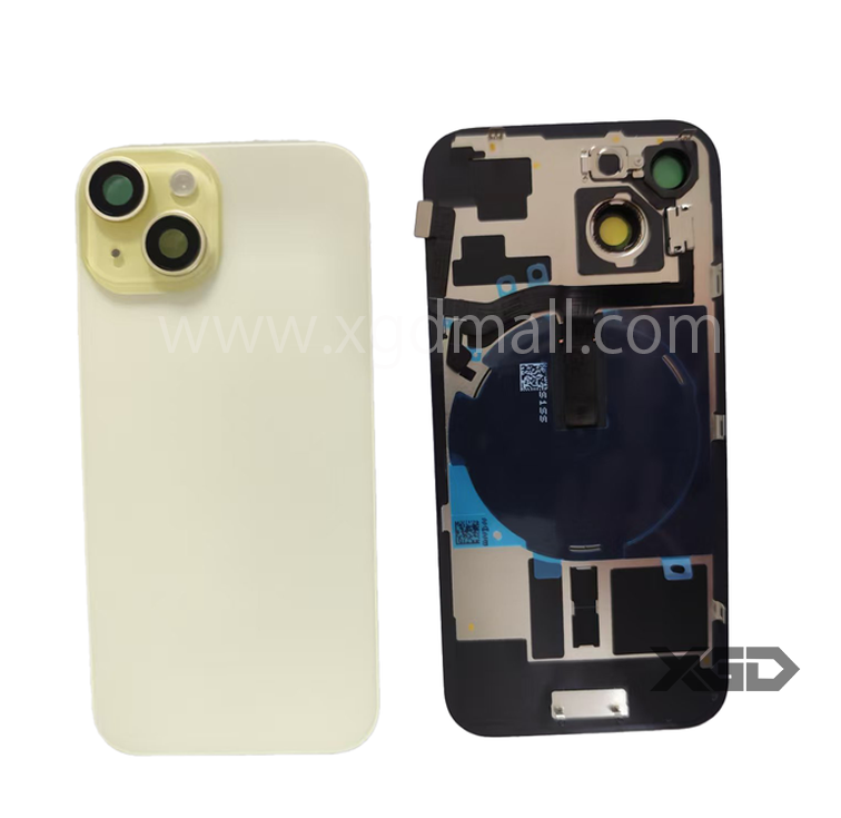 For iPhone 15 バックガラス 互換品（レンズ＆MagSafe付き） 緑 ロゴ