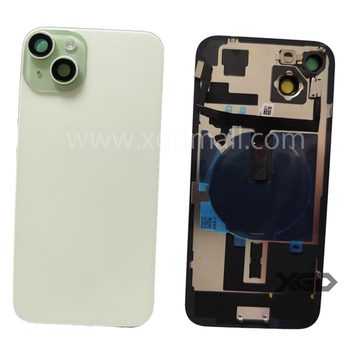 [X6237背面パネル｜バッテリーカバー｜バックカバー] iPhone 15 Plus  バックガラス 互換品（レンズ＆MagSafe付き） 緑 ロゴなし