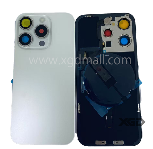 [X6239背面パネル｜バッテリーカバー｜バックカバー] iPhone 15Pro  バックガラス 互換品（レンズ＆MagSafe付き）白 ロゴなし