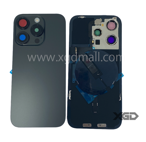 [X6240背面パネル｜バッテリーカバー｜バックカバー] iPhone 15Pro  バックガラス 互換品（レンズ＆MagSafe付き）黒 ロゴなし