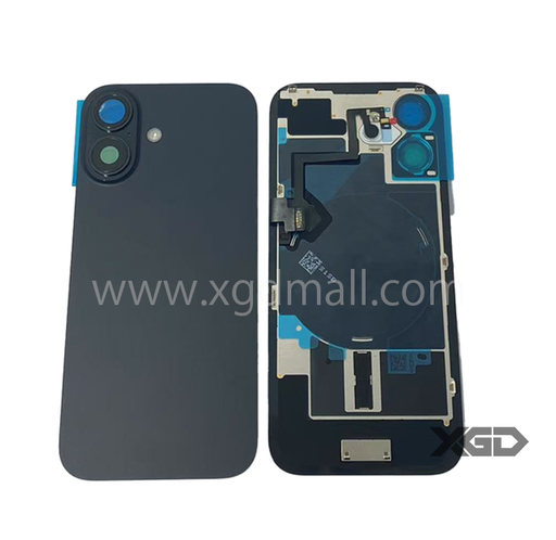 [X6244背面パネル｜バッテリーカバー｜バックカバー] iPhone 16  バックガラス 互換品（レンズ＆MagSafe付き）黒 ロゴなし