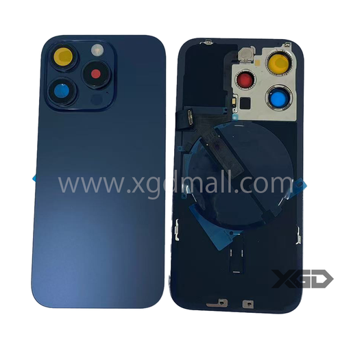 [X6277背面パネル｜バッテリーカバー｜バックカバー] iPhone 15Pro  バックガラス 互換品（レンズ＆MagSafe付き）ブルー ロゴなし