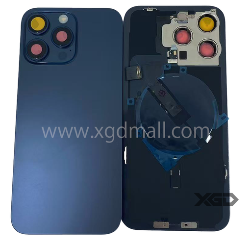 [X6279背面パネル｜バッテリーカバー｜バックカバー] iPhone 15ProMax バックガラス 互換品（レンズ＆MagSafe付き）ブルー ロゴなし