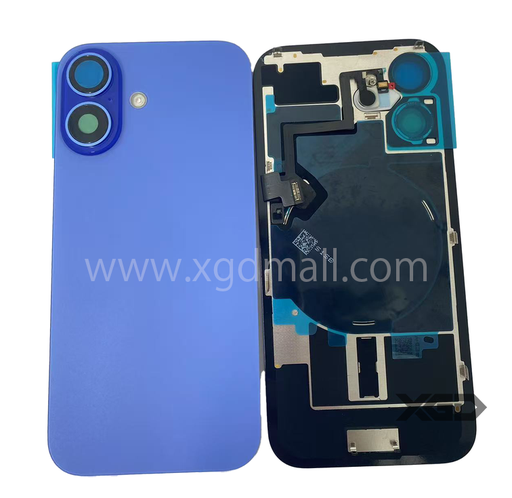 [X6282背面パネル｜バッテリーカバー｜バックカバー] iPhone 16  バックガラス 互換品（レンズ＆MagSafe付き）ブルー ロゴなし