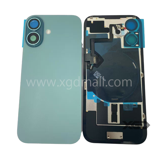 [X6283背面パネル｜バッテリーカバー｜バックカバー] iPhone 16  バックガラス 互換品（レンズ＆MagSafe付き）緑 ロゴなし